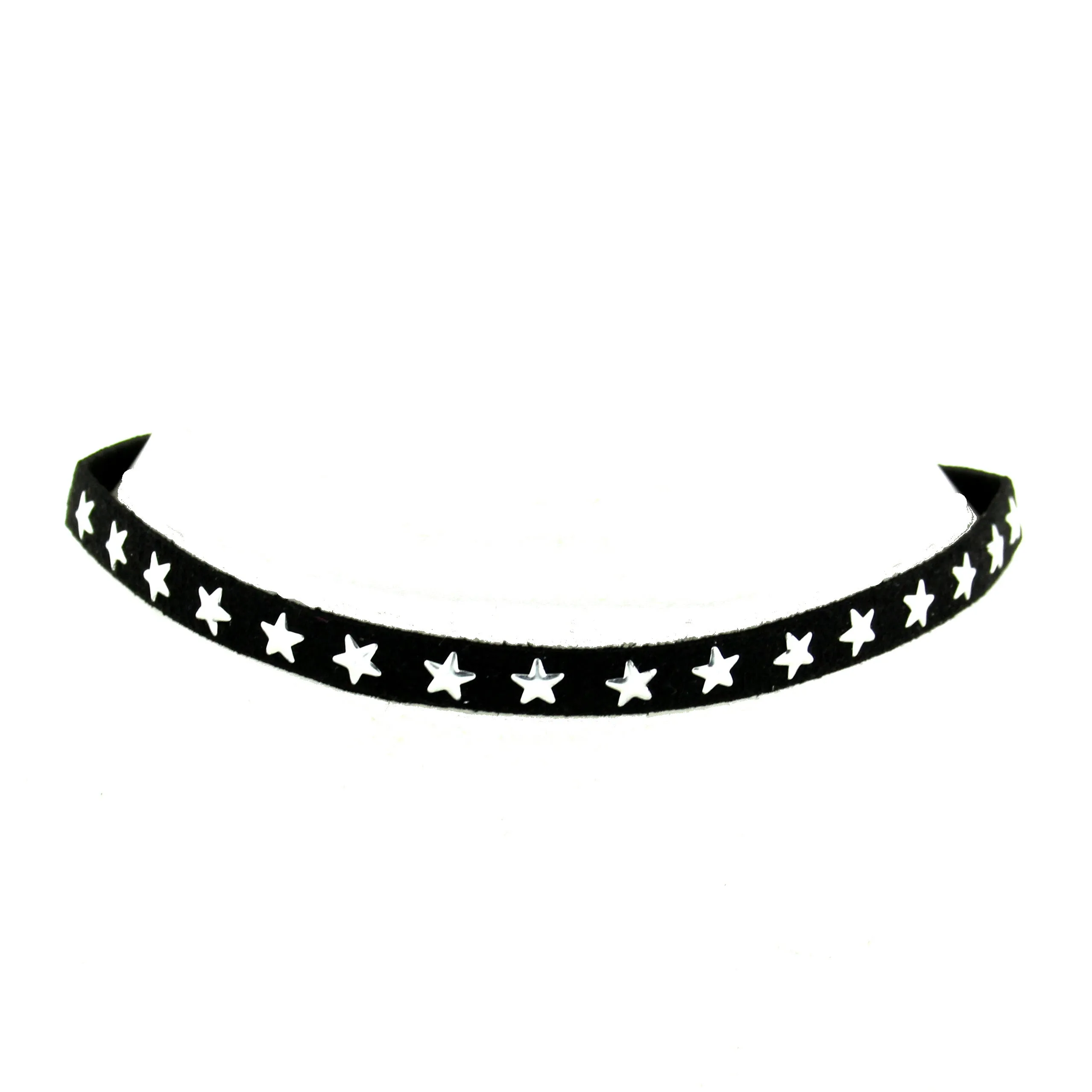 Black Suede Choker with Silver Star Studs