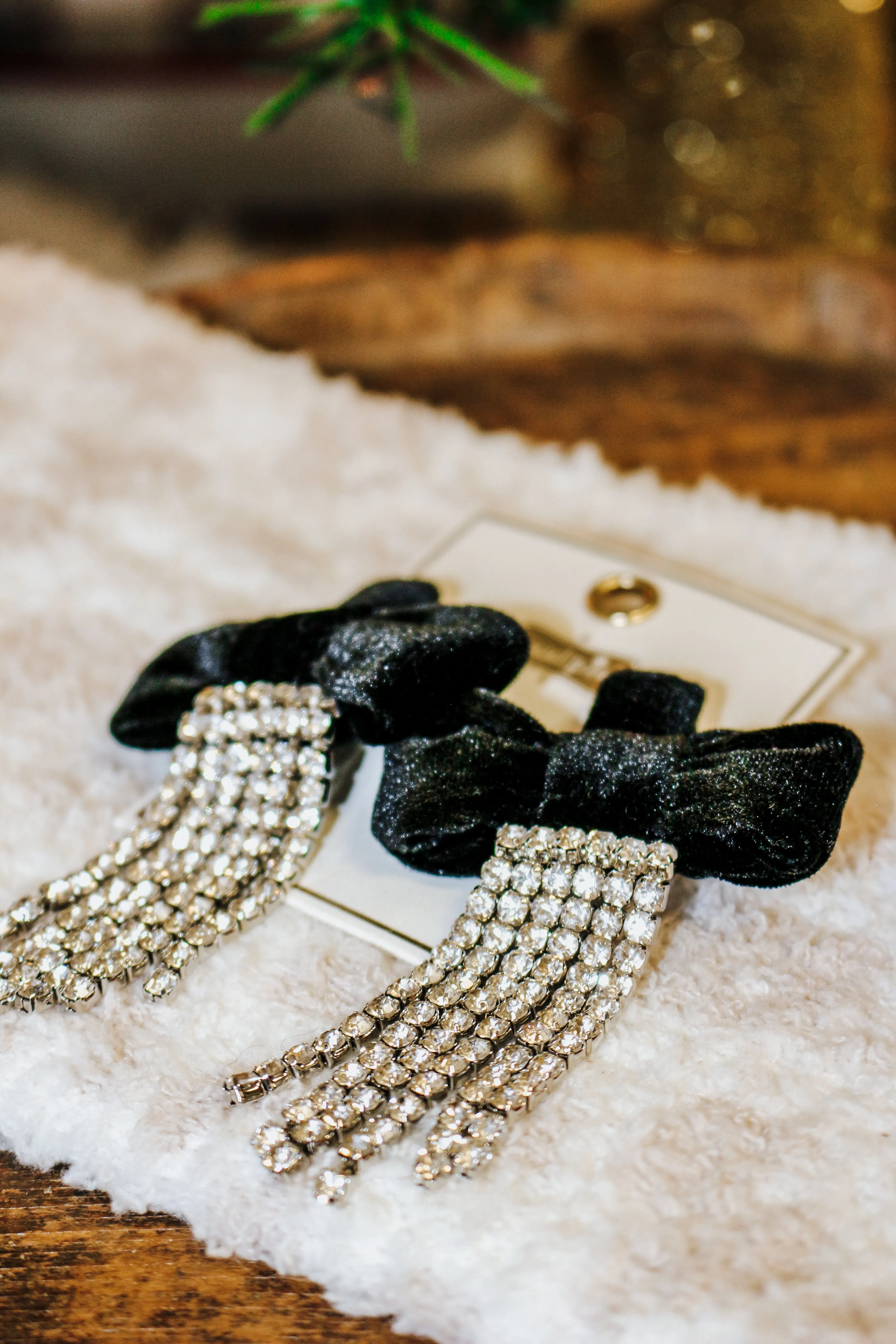 Black Velvet Bow Earrings