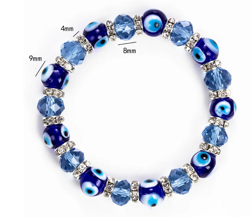 Blue Crystal Beaded Elastic Bracelet Jewelry