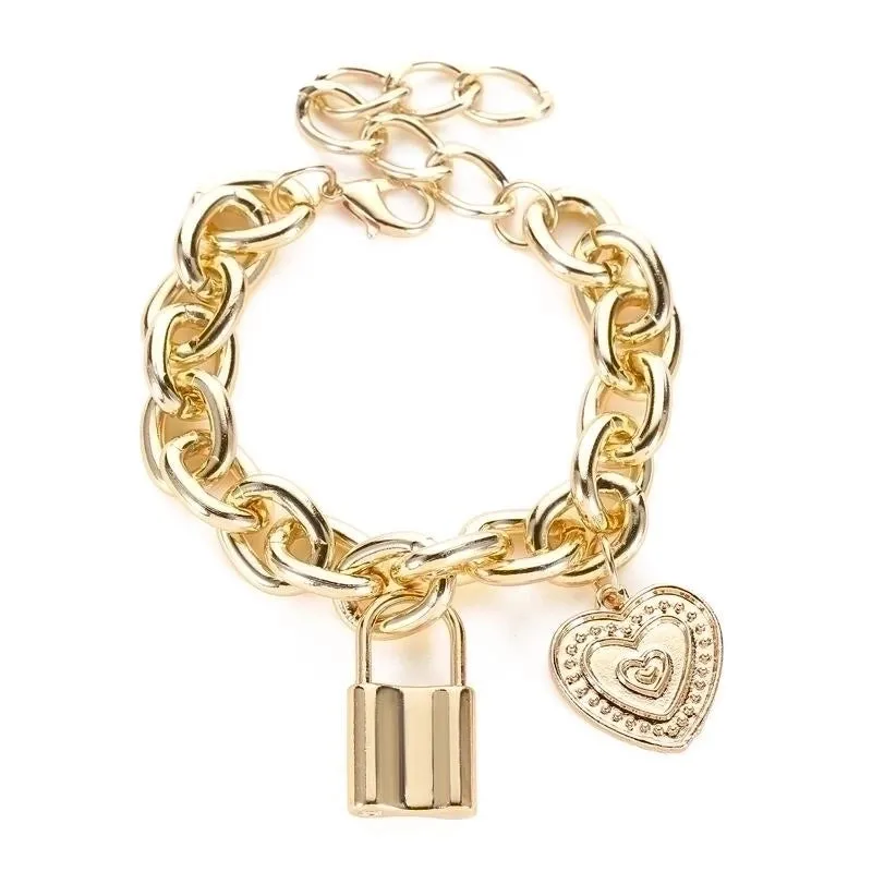 Bracelet Punk Style Hip-hop Thick Chain Lock Bracelet New Couple Jewelry