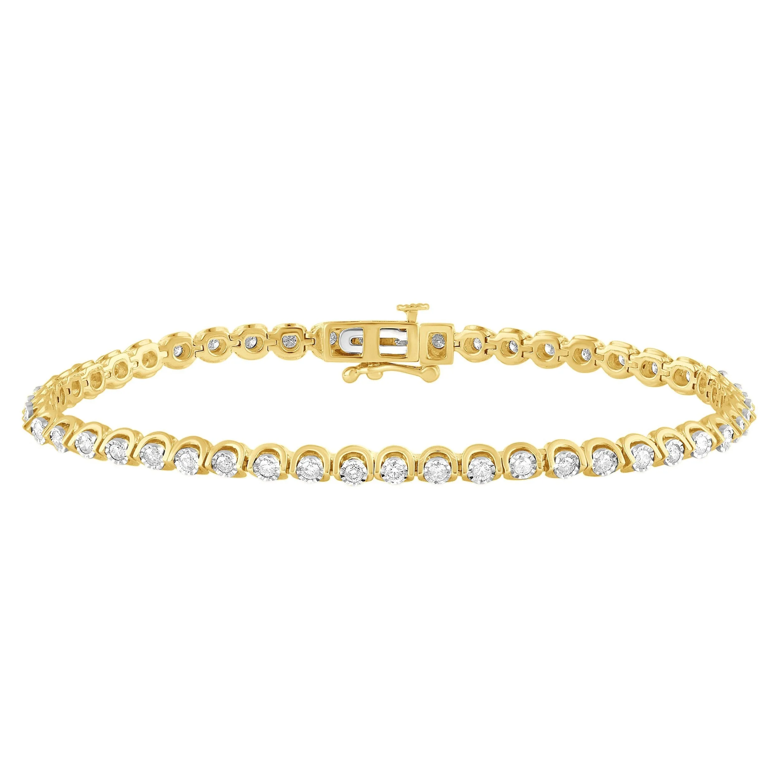 Brilliant Tennis Bracelet with 1.00ct of Diamonds in 9ct Yellow Gold