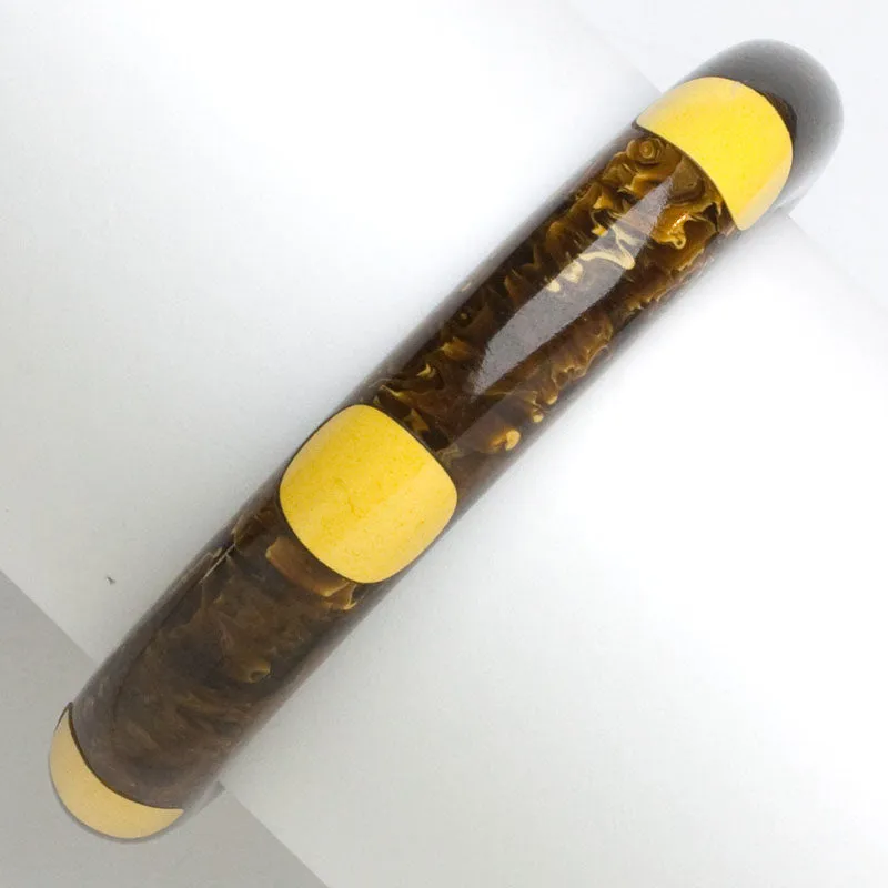 Brown Marbled Bakelite Bangle Bracelet with 6 Dots
