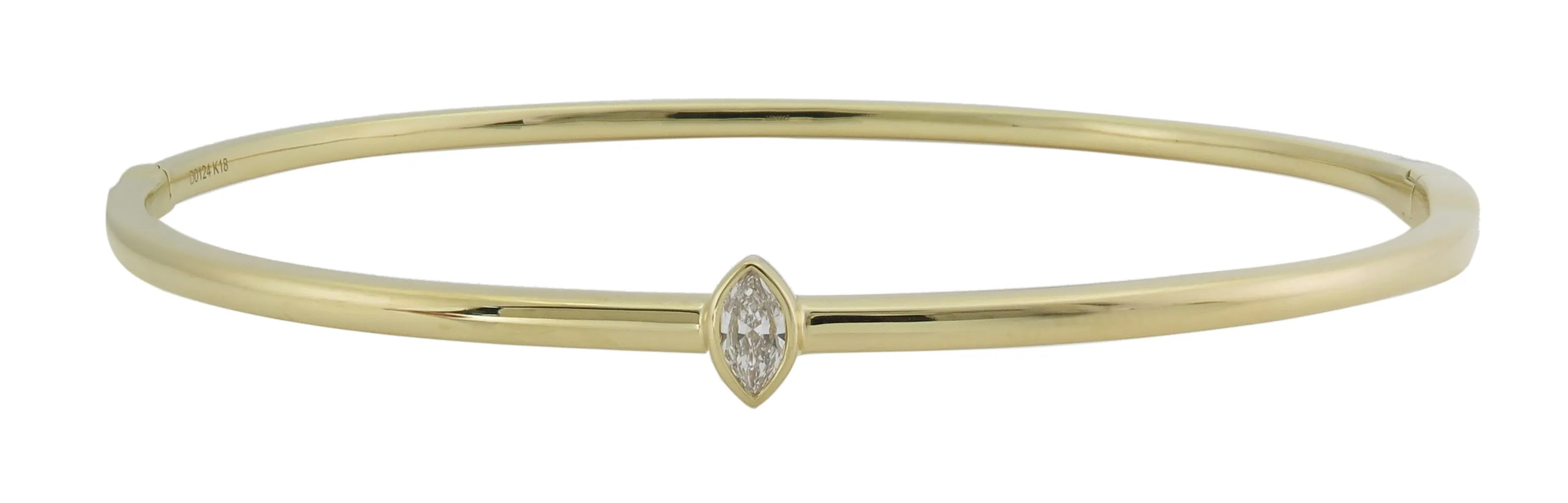 Burnish Set Marquise Diamond Bangle Bracelet
