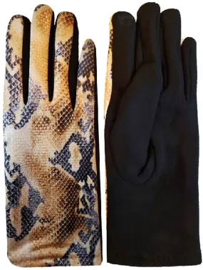 Camel Python Snake Print Texting Gloves