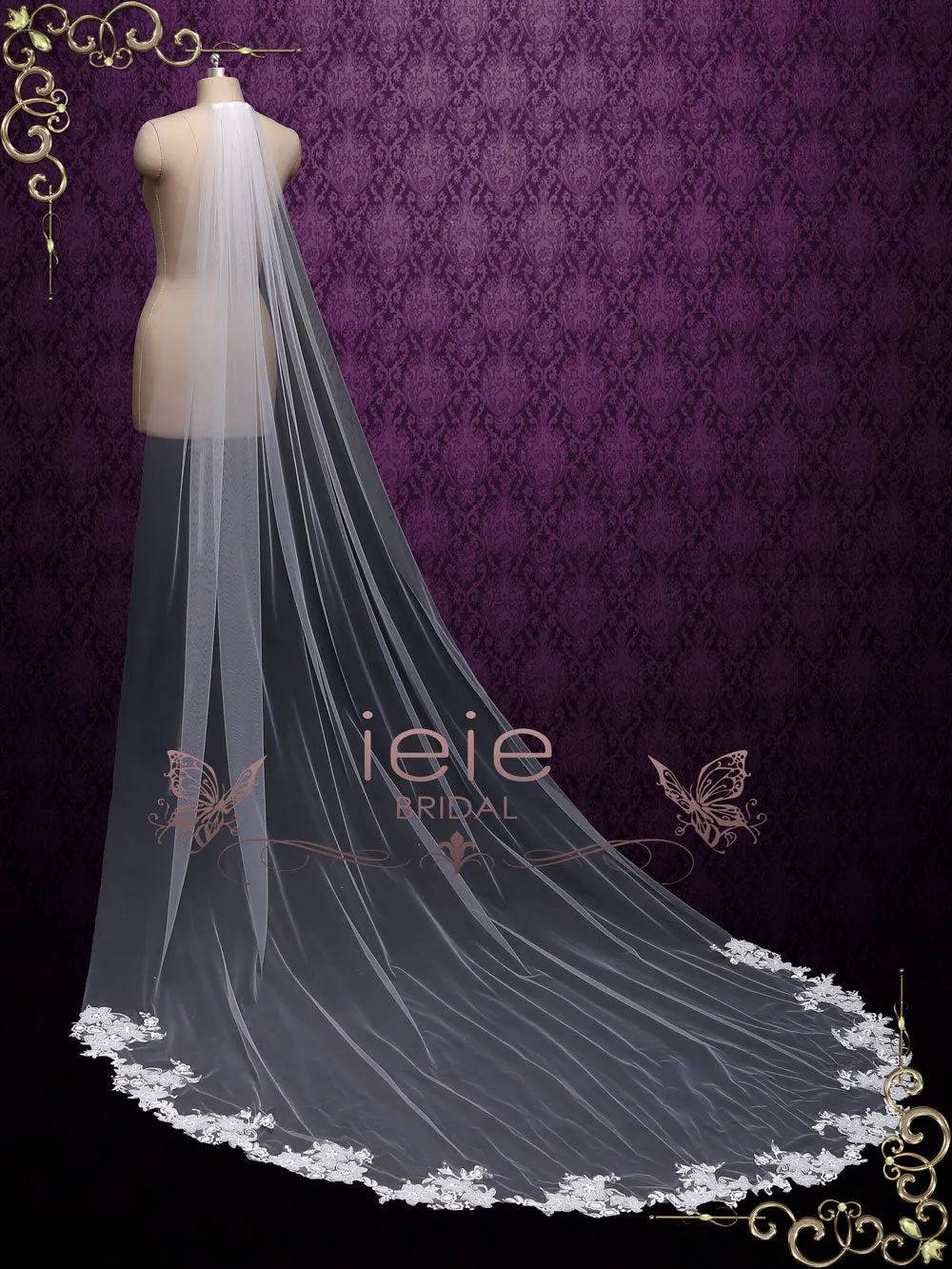 Cathedral Lace Veil with Sequin Lace at End VG2019