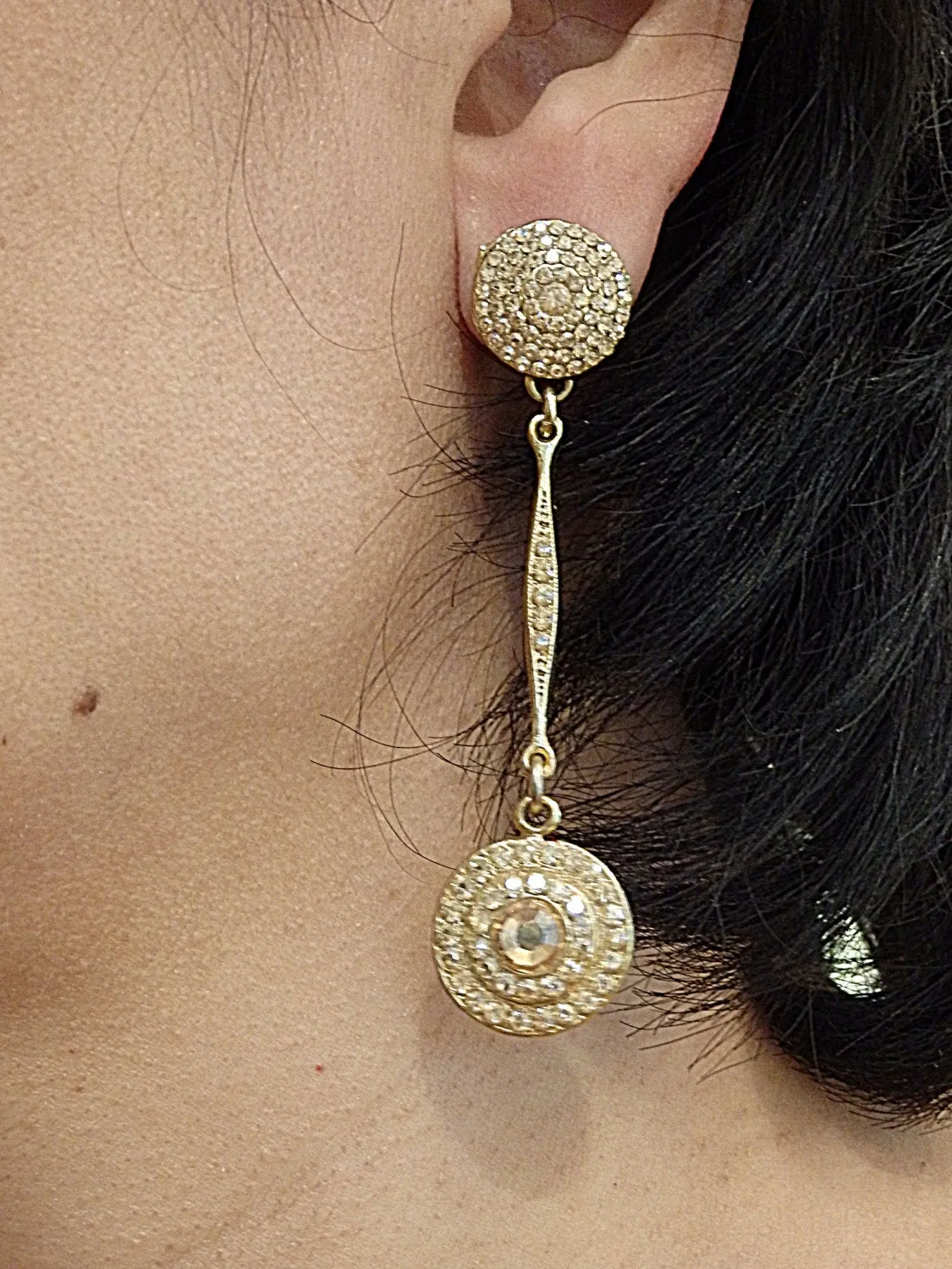 Champagne crystal stud and drop earrings