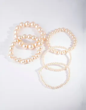 Champagne Pearl Multi Size 4 Pack Bracelets