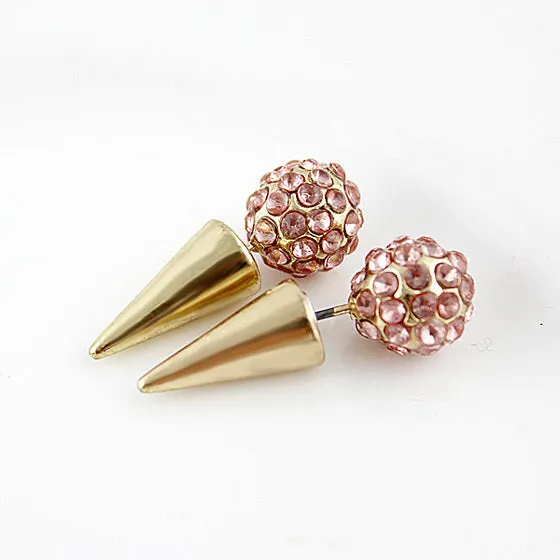 Cheap Gold Spike Crystal Spherical Earrings