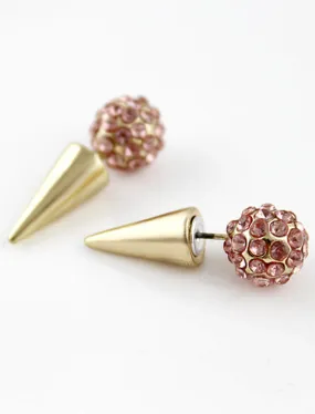 Cheap Gold Spike Crystal Spherical Earrings