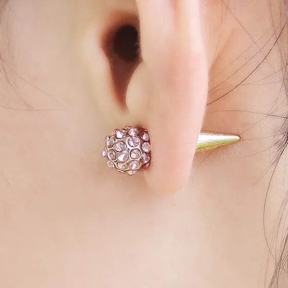 Cheap Gold Spike Crystal Spherical Earrings