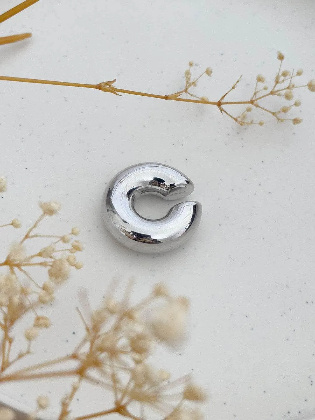 Chunky Silver Ear Cuff Earrings