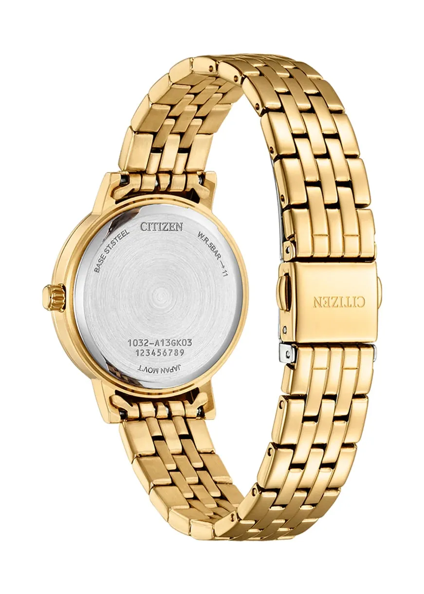CITIZEN QUARTZ LADIES CRYSTAL MOTHER OF PEARL DIAL ROSE GOLD EL3103-57D