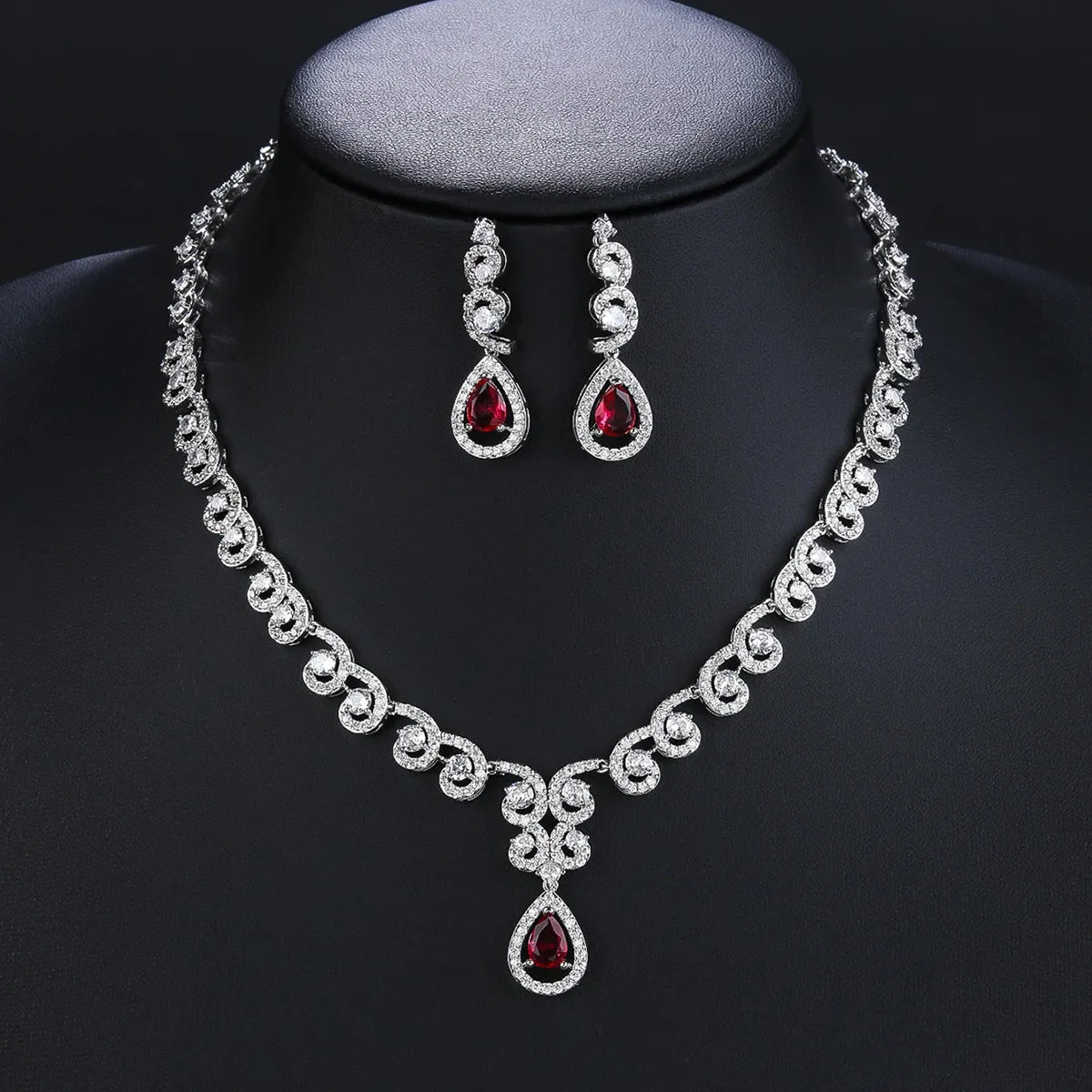 Classic Full 3A Cubic Zirconia Leaves Bridal Wedding Necklace Earring Set Women Prom Party Jewelry Sets CN10312