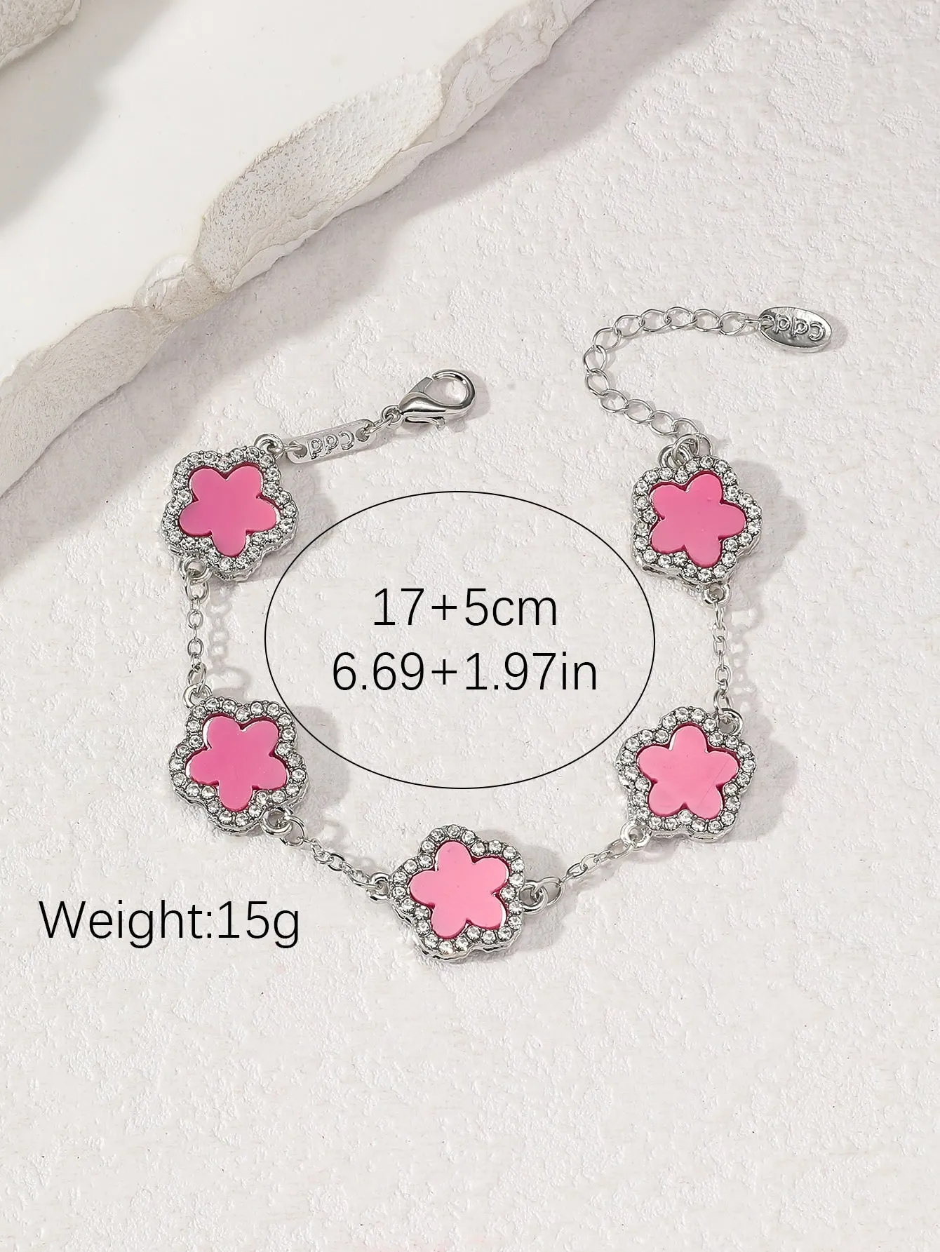 Clover Shaped Rhinestone Inlaid Chic Lady Bracelet Suitable