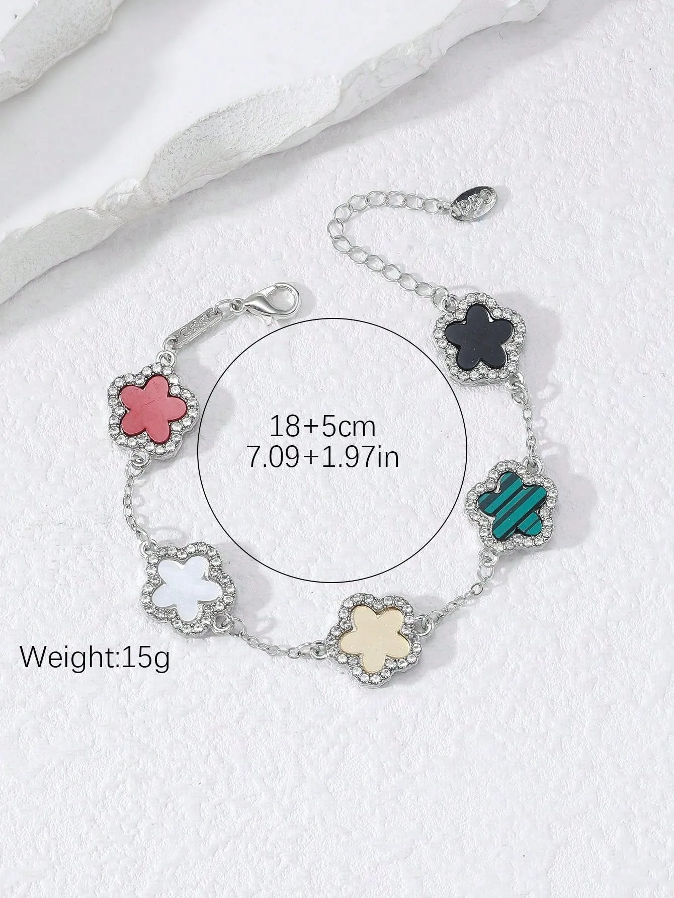 Clover Shaped Rhinestone Inlaid Chic Lady Bracelet Suitable