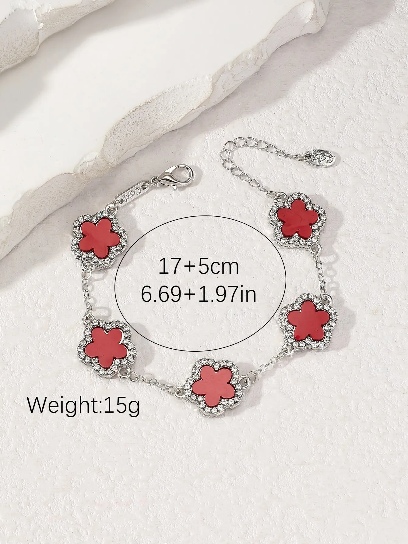 Clover Shaped Rhinestone Inlaid Chic Lady Bracelet Suitable