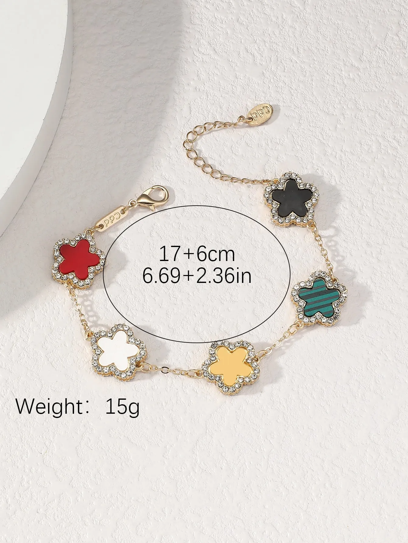 Clover Shaped Rhinestone Inlaid Chic Lady Bracelet Suitable