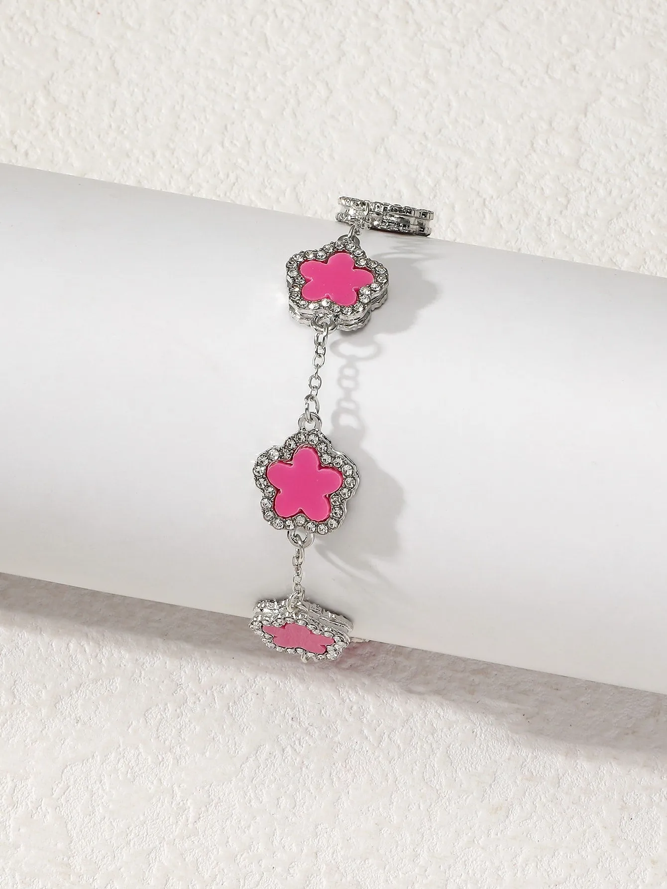 Clover Shaped Rhinestone Inlaid Chic Lady Bracelet Suitable