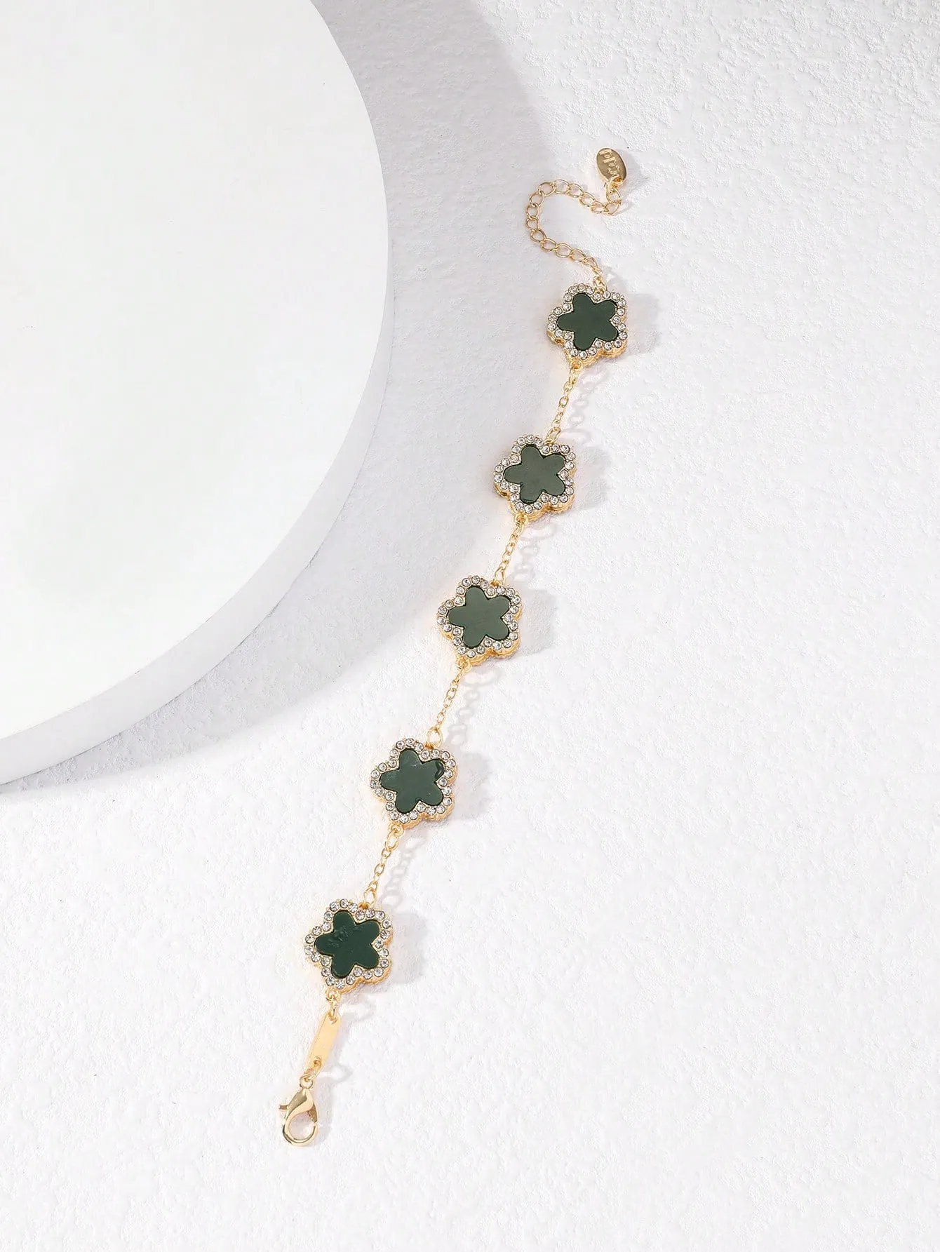 Clover Shaped Rhinestone Inlaid Chic Lady Bracelet Suitable