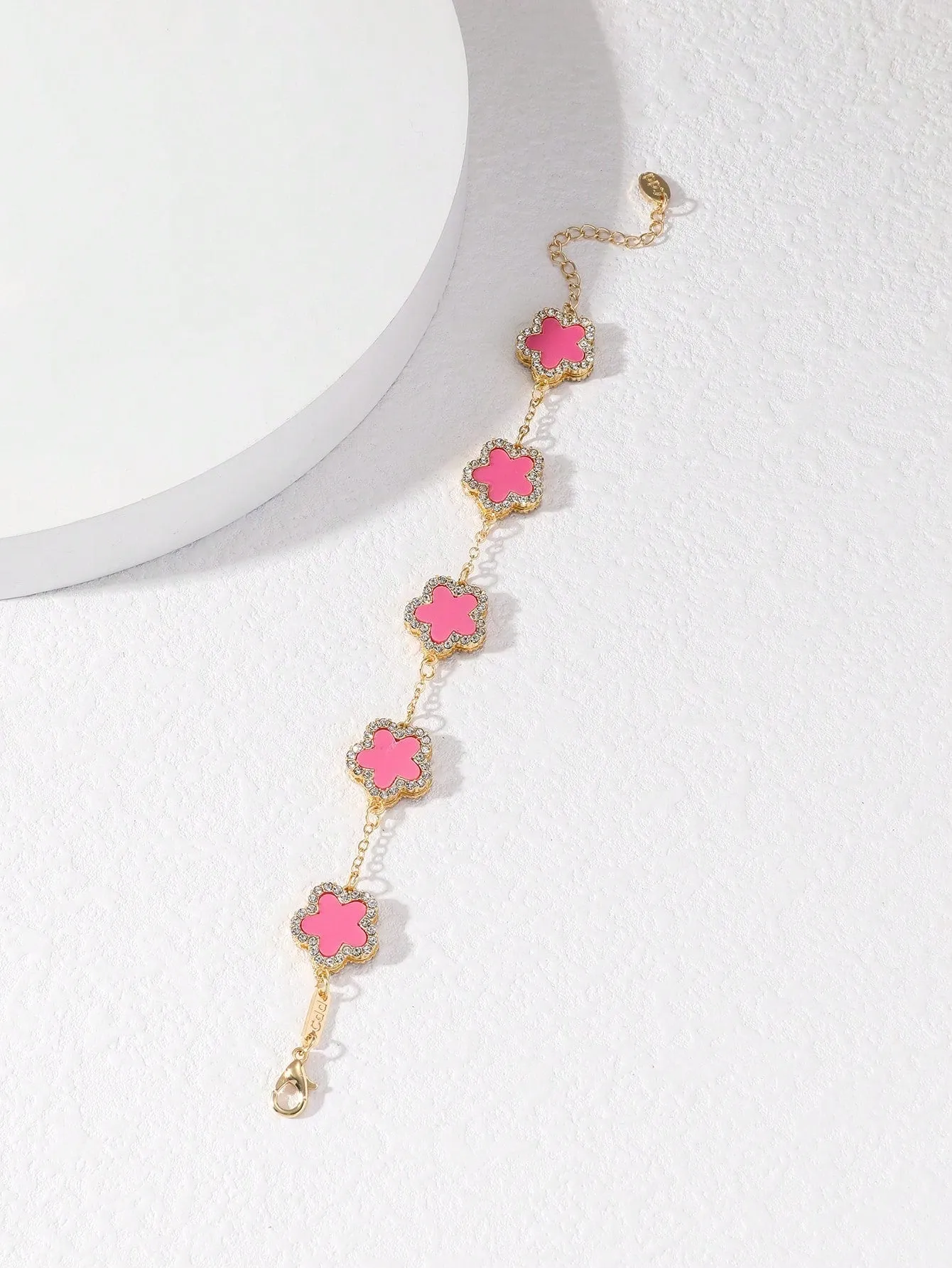 Clover Shaped Rhinestone Inlaid Chic Lady Bracelet Suitable