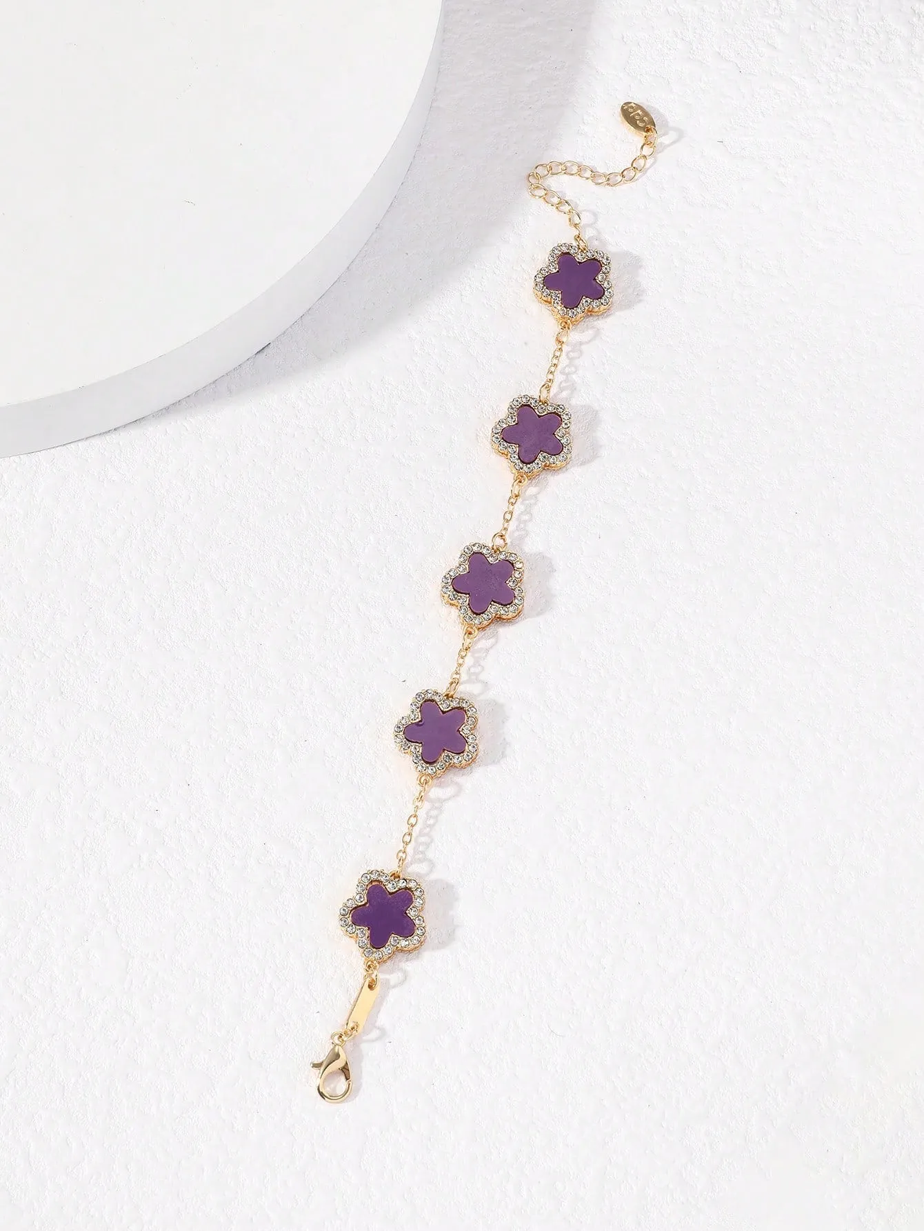 Clover Shaped Rhinestone Inlaid Chic Lady Bracelet Suitable