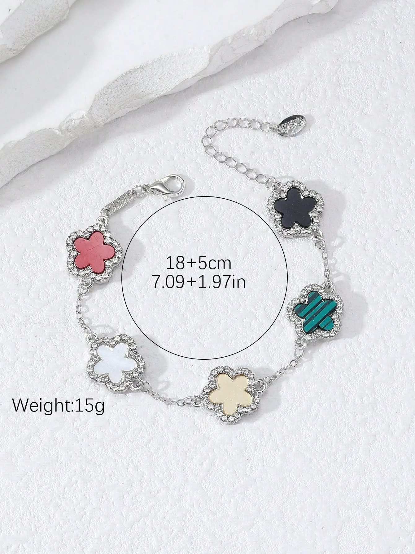 Clover Shaped Rhinestone Inlaid Chic Lady Bracelet Suitable