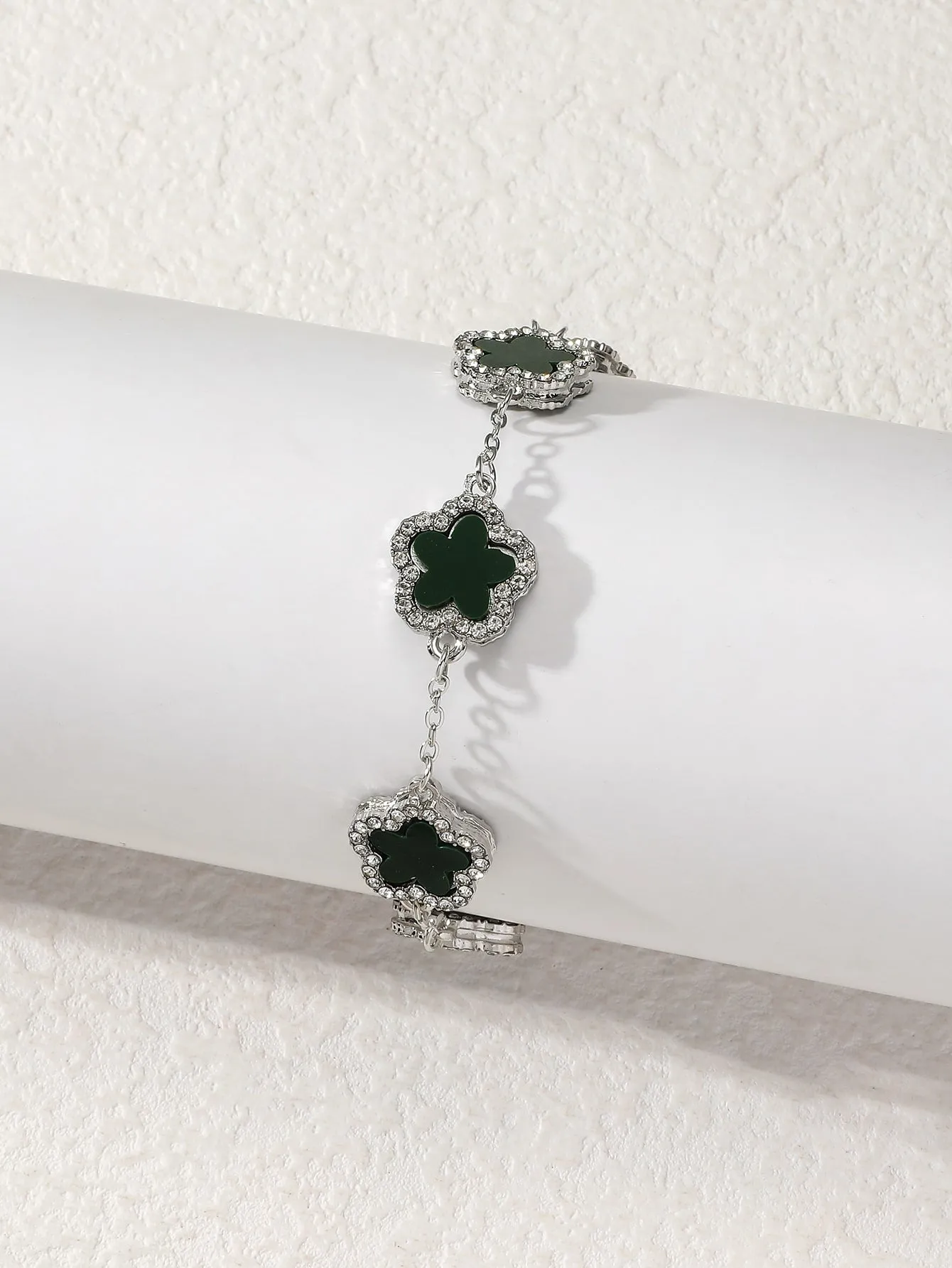 Clover Shaped Rhinestone Inlaid Chic Lady Bracelet Suitable