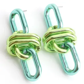 Color Metal Oval Link Earring