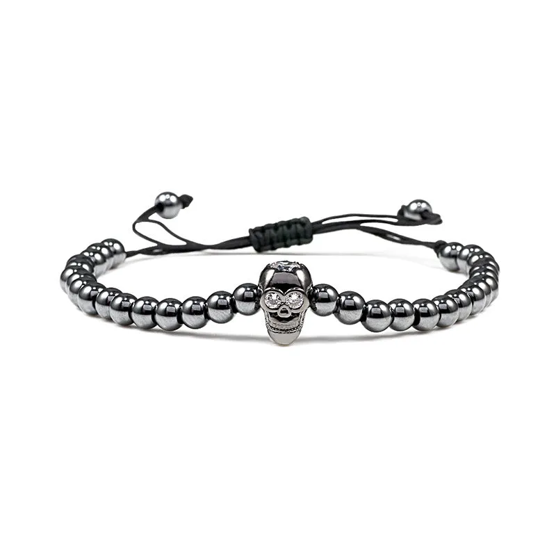 Copper Bead Braided Micro-inlaid Leopard Head Bracelet