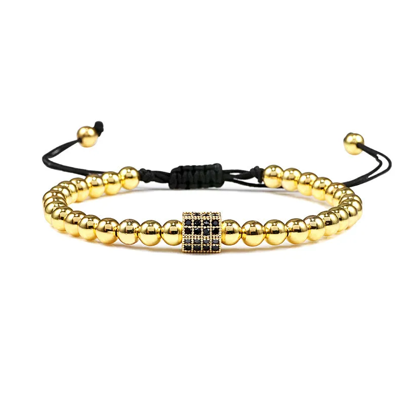 Copper Bead Braided Micro-inlaid Leopard Head Bracelet