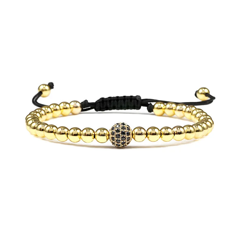 Copper Bead Braided Micro-inlaid Leopard Head Bracelet