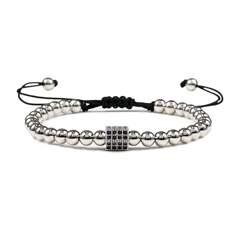 Copper Bead Braided Micro-inlaid Leopard Head Bracelet