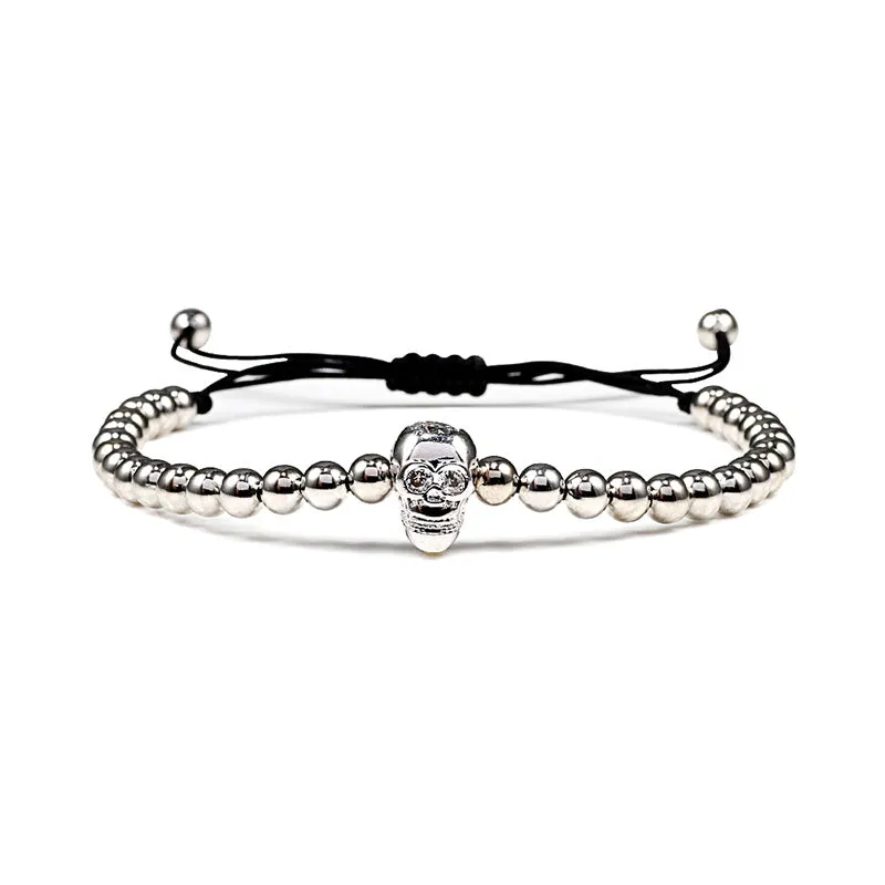 Copper Bead Braided Micro-inlaid Leopard Head Bracelet