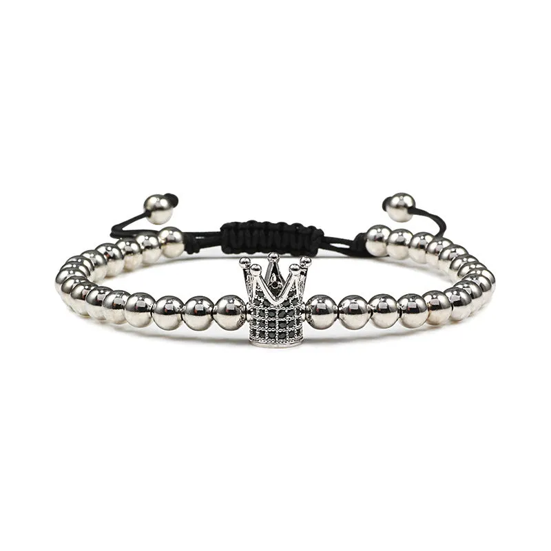 Copper Bead Braided Micro-inlaid Leopard Head Bracelet