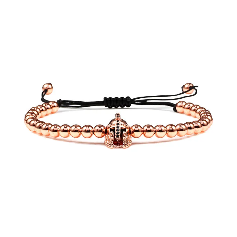 Copper Bead Braided Micro-inlaid Leopard Head Bracelet
