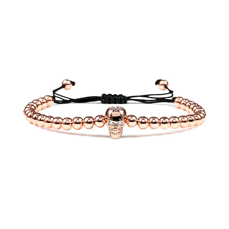 Copper Bead Braided Micro-inlaid Leopard Head Bracelet