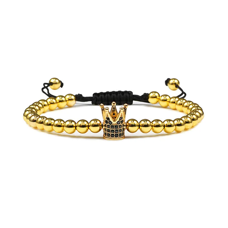 Copper Bead Braided Micro-inlaid Leopard Head Bracelet