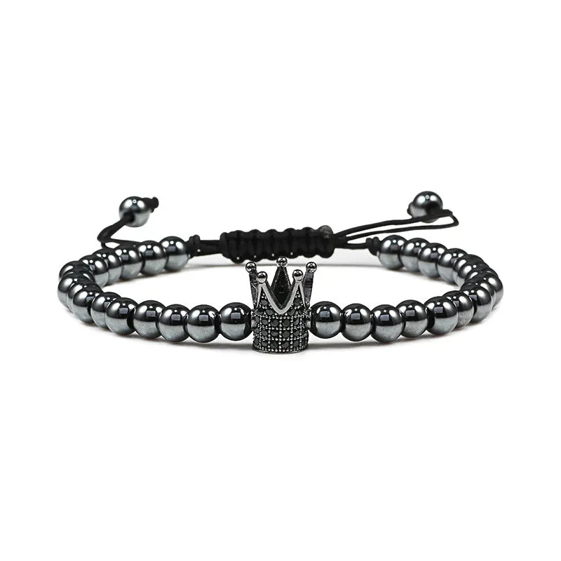 Copper Bead Braided Micro-inlaid Leopard Head Bracelet