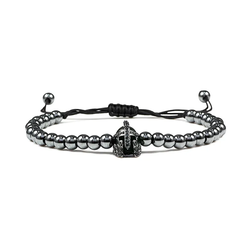Copper Bead Braided Micro-inlaid Leopard Head Bracelet