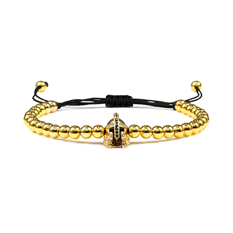 Copper Bead Braided Micro-inlaid Leopard Head Bracelet