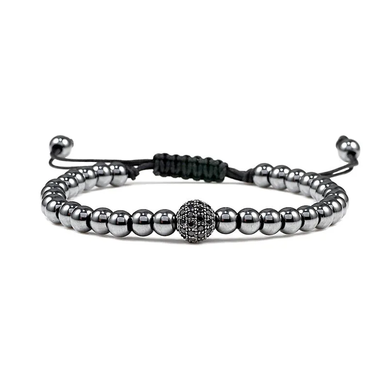 Copper Bead Braided Micro-inlaid Leopard Head Bracelet