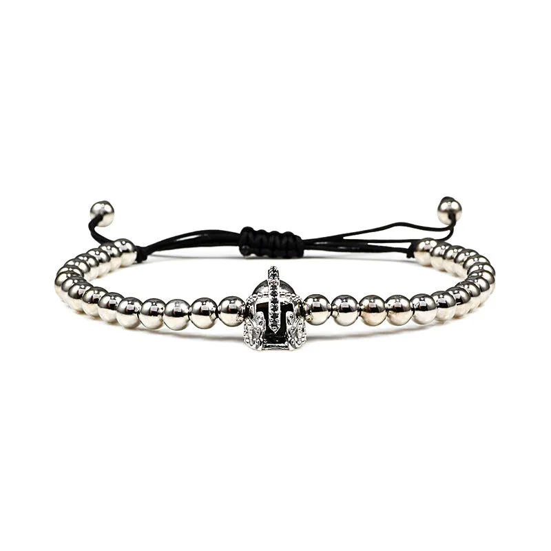 Copper Bead Braided Micro-inlaid Leopard Head Bracelet