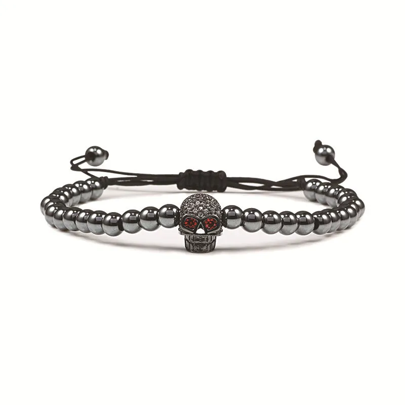 Copper Bead Braided Micro-inlaid Leopard Head Bracelet