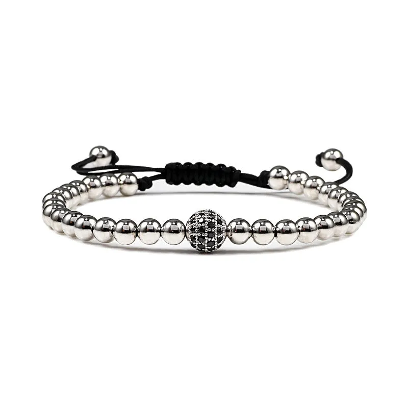Copper Bead Braided Micro-inlaid Leopard Head Bracelet