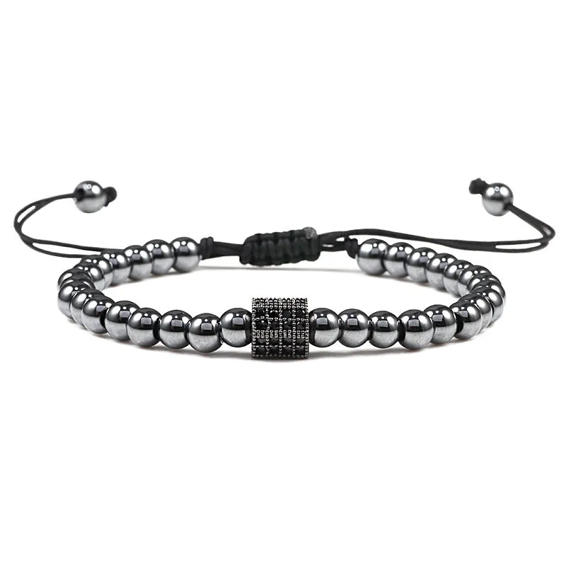 Copper Bead Braided Micro-inlaid Leopard Head Bracelet