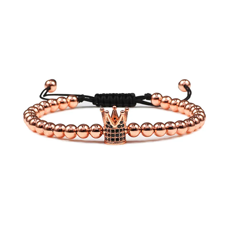 Copper Bead Braided Micro-inlaid Leopard Head Bracelet