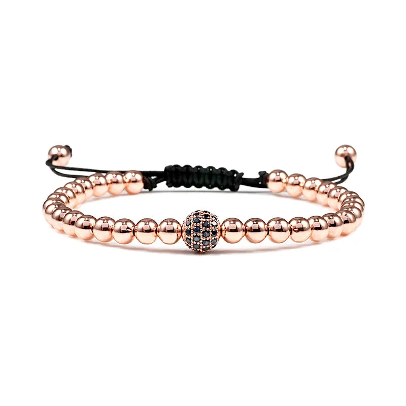 Copper Bead Braided Micro-inlaid Leopard Head Bracelet