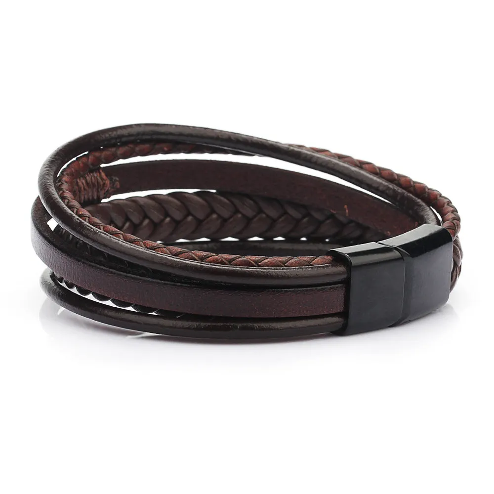 Cowhide rope braided leather bracelet