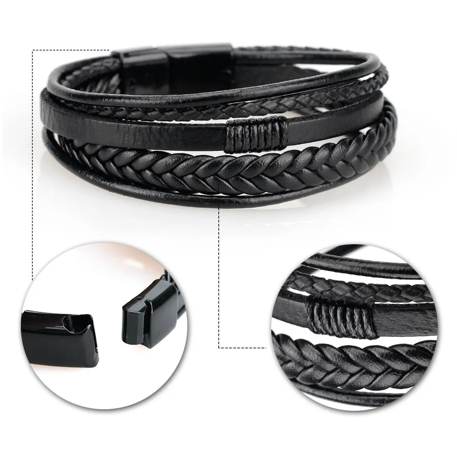 Cowhide rope braided leather bracelet