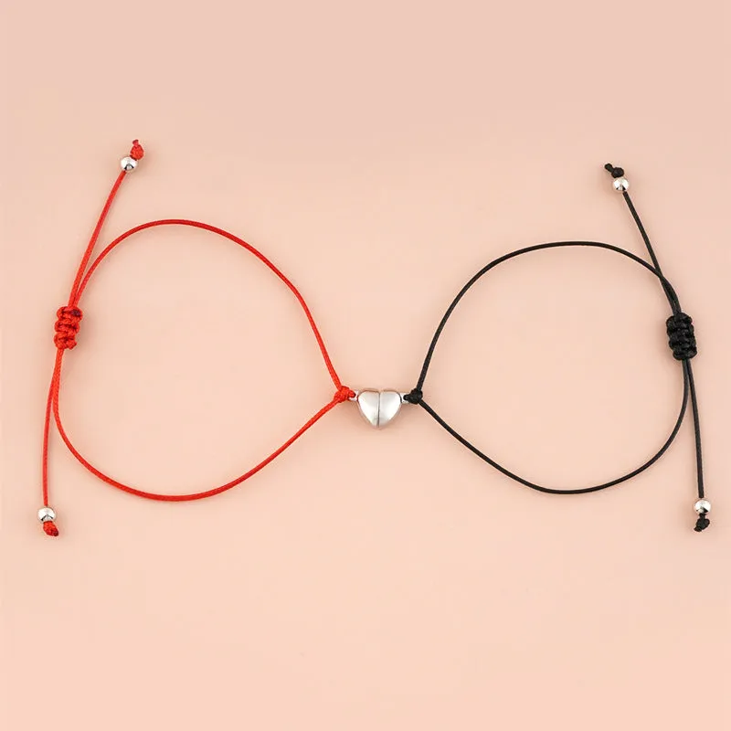 Creative Woven Heart-shaped Magnetic Buckle Attracting Lovers Bracelet Jewelry
